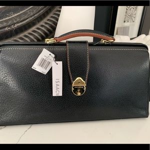 NWT Isaac Mizrahi Black leather Doctor Bag